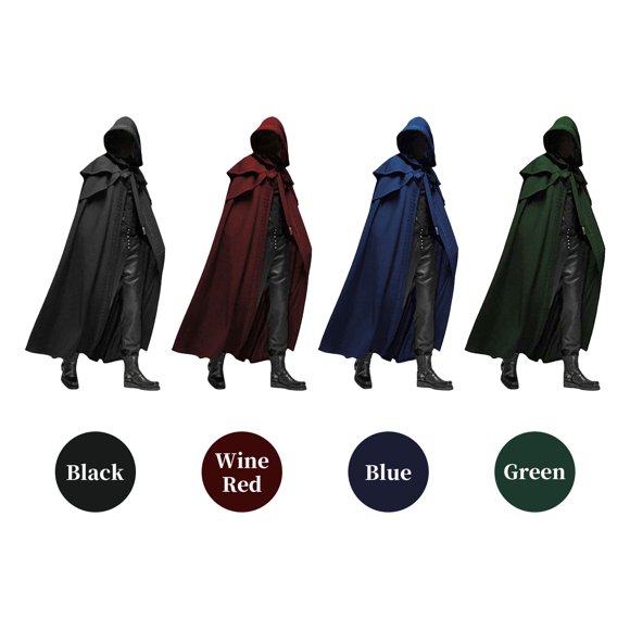 Hooded Cloak Unisex Men Women Solid Long Cloak Role Costumes Outwear Retro Medieval Gothic Party Props