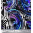thumbnail image 1 of Soimoi Blue Modal Satin Fabric Stripe & Leopard Animal Skin Print Fabric by Yard 42 Inch Wide, 1 of 3