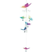 Zingz & Thingz 22" Clear and Pink Metal Rainbow Butterfly Wind Chimes