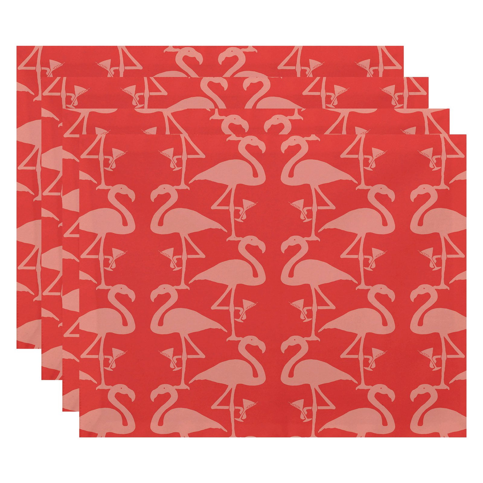 Simply Daisy, 18 x 14 Inch Flamingo Heart Martini Animal Print Placemat (set of 4), Pink