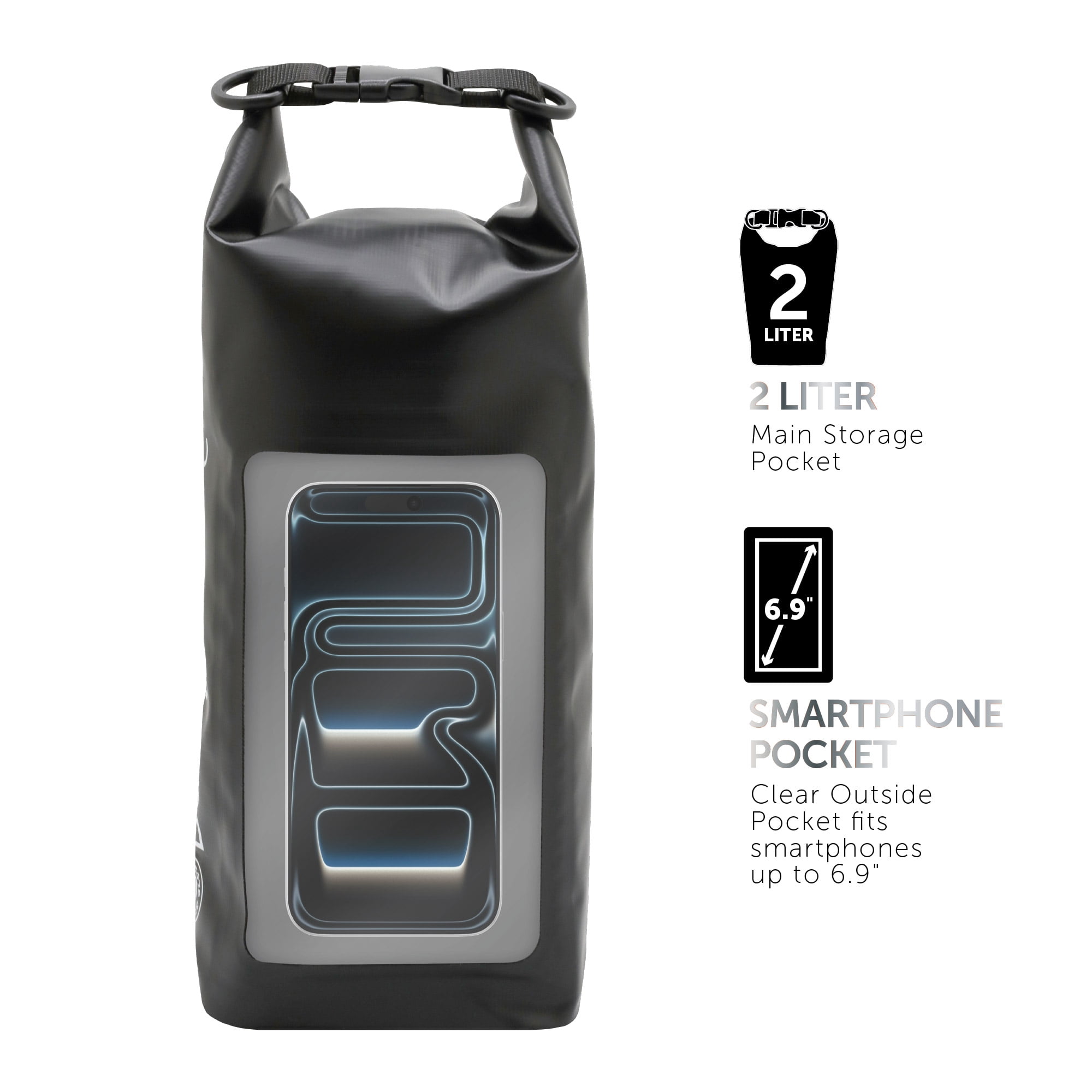 Body Glove Tidal Waterproof 2L Dry Bag - Black/Clear