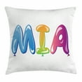 thumbnail image 1 of Mia Throw Pillow Cushion Cover, Female Name Design with Religious Origins Colorful Festive Balloon Letters Pattern, Decorative Square Accent Pillow Case, 24 X 24 Inches, Multicolor, by Ambesonne, 1 of 1