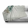 thumbnail image 2 of Turquoise Soft Flannel Fleece Throw Blanket, Flowers Buds Leaf at the top Left Corner Season Celebrating Theme, Cozy Plush for Indoor and Outdoor Use, 70" x 90", Teal Pale Green, by Ambesonne, 2 of 5