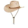 thumbnail image 2 of PULLIMORE Linen Western Cowboy Hat Men Women, Breathable Wide Brim Sun Hat Strap, 2 of 8