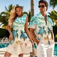 thumbnail image 3 of Jeiento Sea Turtle Matching Beach Outfits for Couples Shirt for Men Beach Dresses for Women Trendy Button Down Short Sleeve Shirt Womens Dresses Summer Tiered Mini Short Dress, 3 of 6