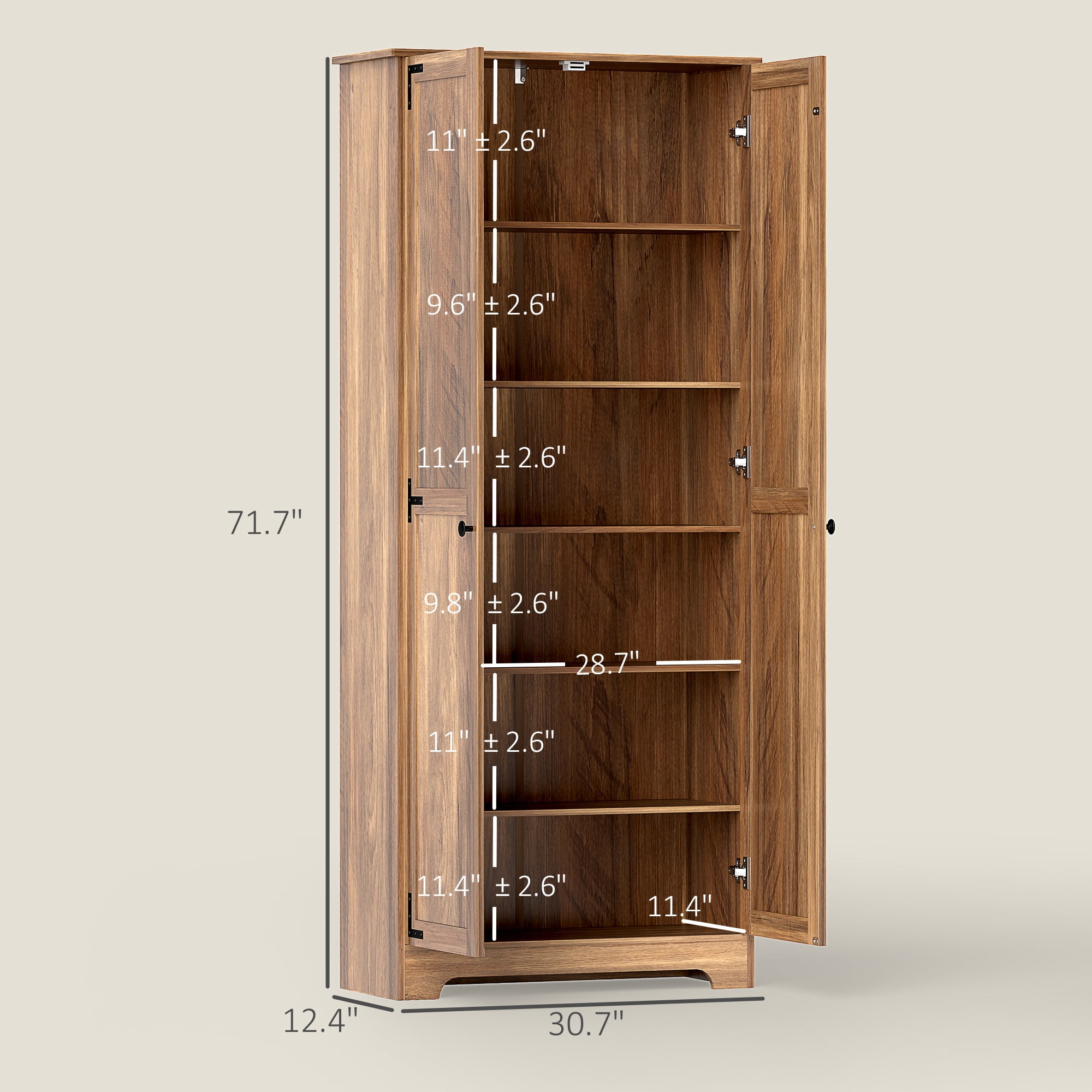 HOMCOM 72" Farmhouse Pantry Cabinet, Tall Storage Cabinet, Brown