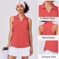 thumbnail image 4 of Pinspark Womens Polo Shirts Sun Protection Collar Golf Tops V-Neck Racerback Tennis Tank Lightweight Workout Shirts Summer Solid Pickleball Top, 4 of 6