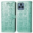 thumbnail image 6 of Conmpatible for T-Mobile REVVL 6 5G Wallet Case with Card Holder, Lovely Cartoon Cat & Dog Animal Embossed Pattern PU Leather Flip Cover Kickstand Magnetic Clasp Shockproof Case, Green, 6 of 6