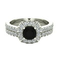 thumbnail image 4 of Black Diamond Engagement Ring Round Cut Black Diamond Cushion Halo Rings 14K White Gold 1.00 Carat (H,SI), 4 of 5