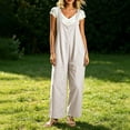 thumbnail image 5 of QQZ Wide Leg Jumpsuit For Women, Sleeveless Palazzo Flow Womens Overalls Flowy Pants Outfit For Daily Beach Outfits, 5 of 7