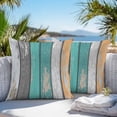 thumbnail image 5 of Coastal Style Outdoor Pillow Covers Set of 2 Vintage Green Brown Stripe Wood Grain Waterproof Throw Pillow Case Decorative Square Cushion Cover for Patio Couch Garden Balcony, 18"x18", 5 of 9