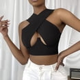 thumbnail image 2 of MIASHUI Women's Crisscross Wrap Front Solid Crop Tank Top Elegant Casual Blouse for Stylish Outfits Black,S, 2 of 8