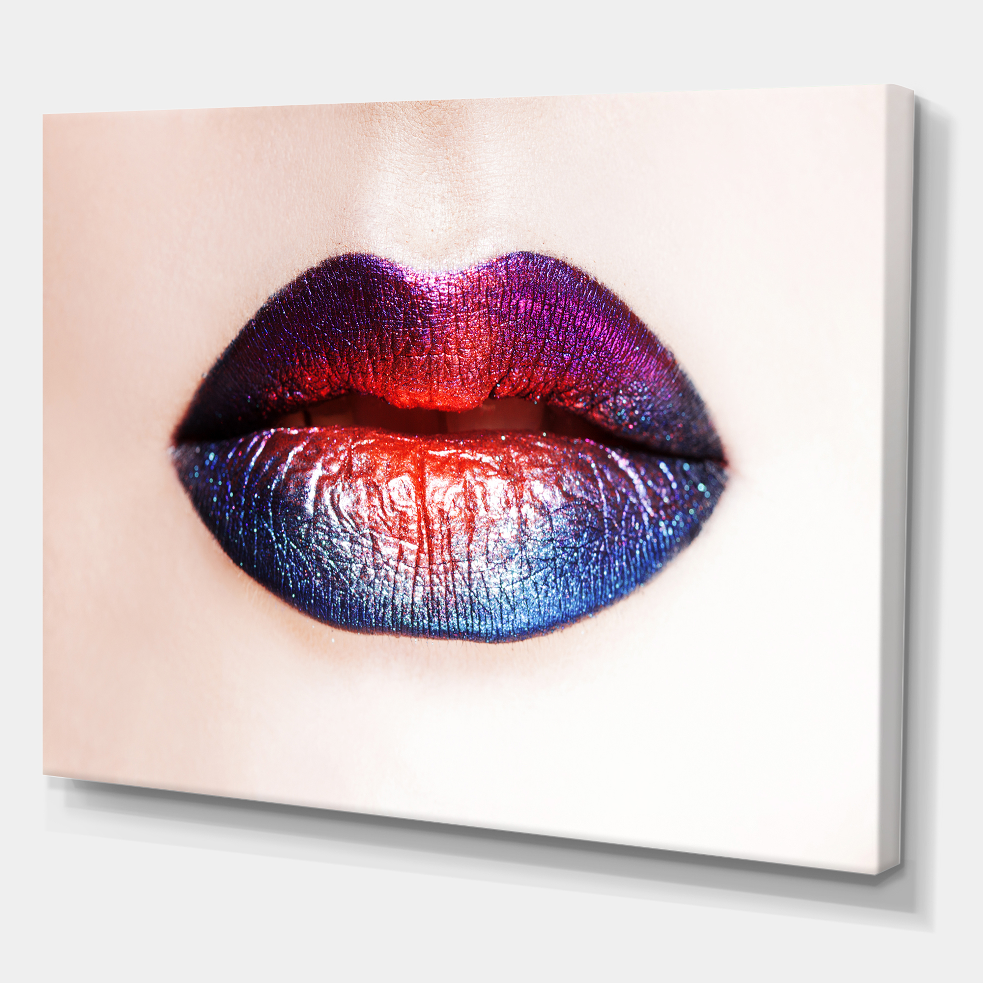 Female Lips With Bright ed Lipstick 12 in x 8 in Photography Canvas Art Print, by Designart