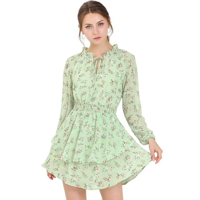 INSPIRE CHIC Robe en Mousseline à Taille Smockée à Imprimé Floral Vintage pour Femme