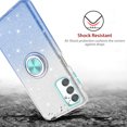 thumbnail image 5 of TJS Phone Case for Samsung Galaxy A13 5G, Galaxy A04s with Tempered Glass Screen Protector, Two Tone Shinny Glitter Metal Ring Magnetic Support Kickstand Cover (Blue), 5 of 6