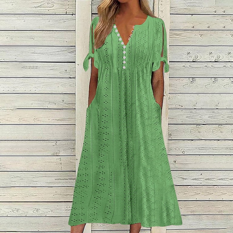 green eyelet midi dress In Loom Eyelet Midi Dress main image 0