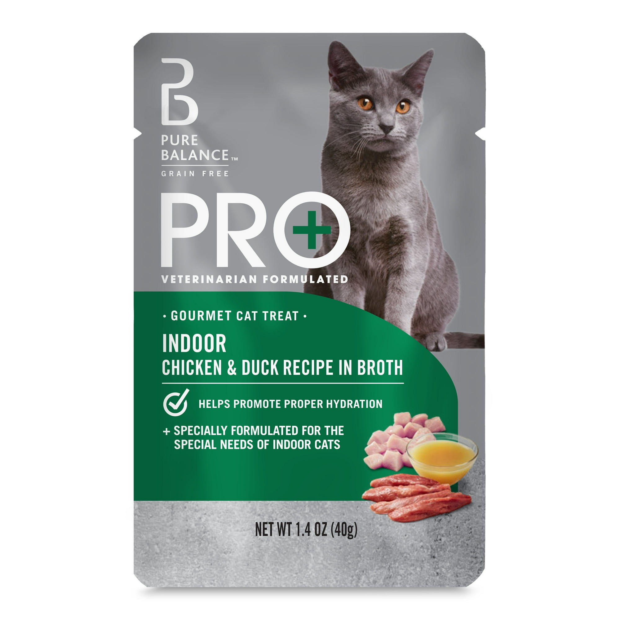 Pure Balance Pro+ Indoor Chicken & Duck Recipe in Broth Cat Treat, 1.4 oz