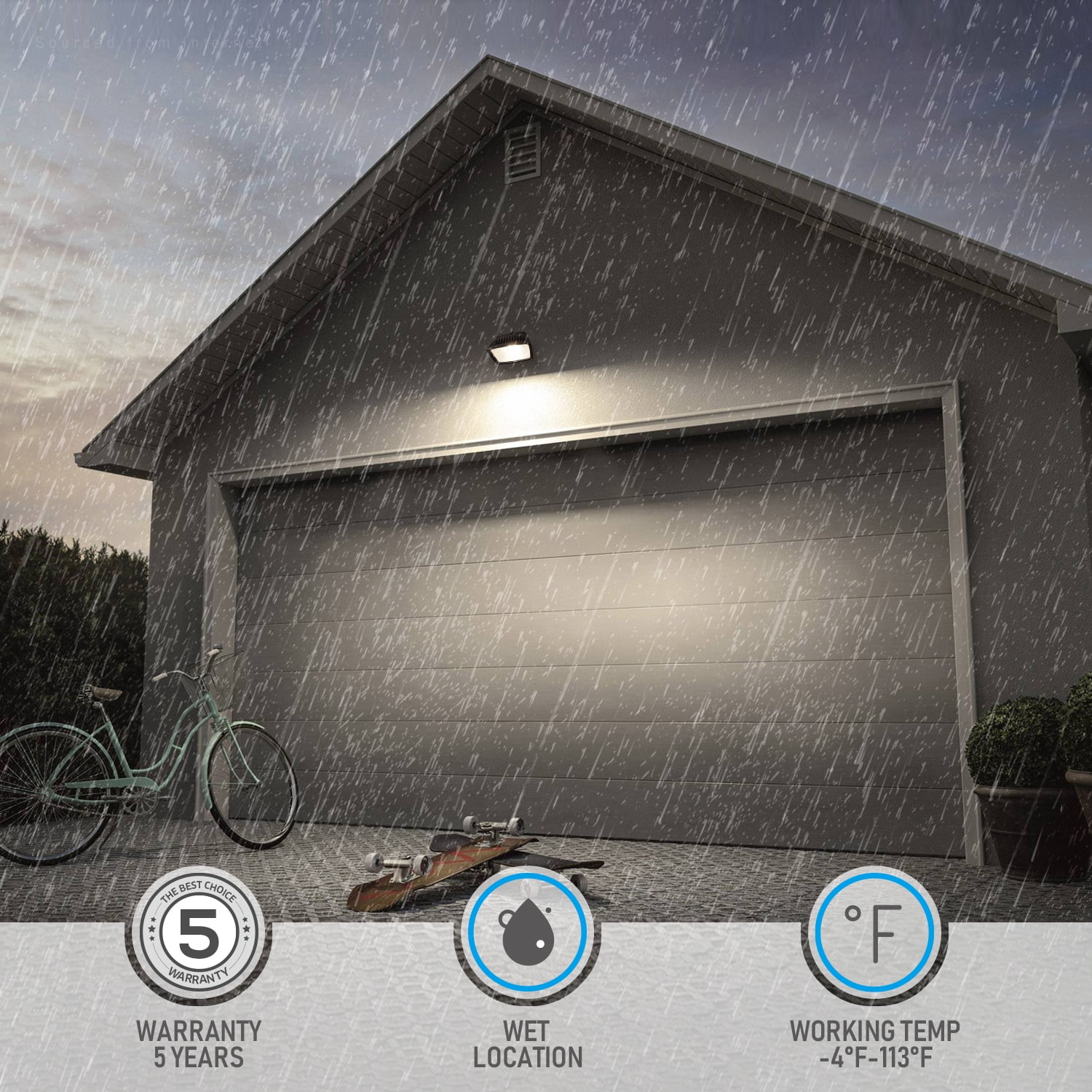 LEONLITE 2 Pack LED 3CCT Flood Light Dusk to Dawn, 40W Sensor Security Light, 3000K/4000K/5000K Selectable, Adjustable Head, Bronze