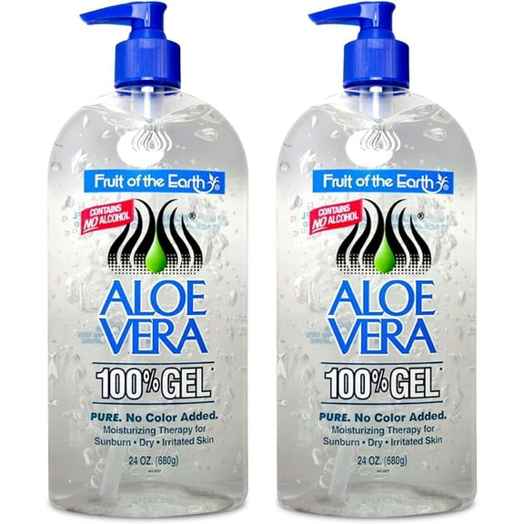 Fruit Of The Earth   Aloe Vera 100%  Gel  with Tocopheryl  Acetate, DMDM  Hydantoin,  Tetrasodium EDTA, Carbomer,   Aloe Vera Gel, Triethanolamine,   Diazolidinyl Urea, 24  oz  (2 pack)