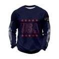 thumbnail image 2 of BUWTTED Mens Tshirts USA Flag Graphic Independence Day Knit Tee Casual Slim Fit Long Sleeve Crew Neck Blue Shirt XXL, 2 of 3
