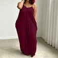 thumbnail image 2 of StSilkitty Plus Size Maxi Dresses for Womens Solid Color Adjustable Spaghetti Strap Sleeveless V Neck Long Sundresses, 2 of 5