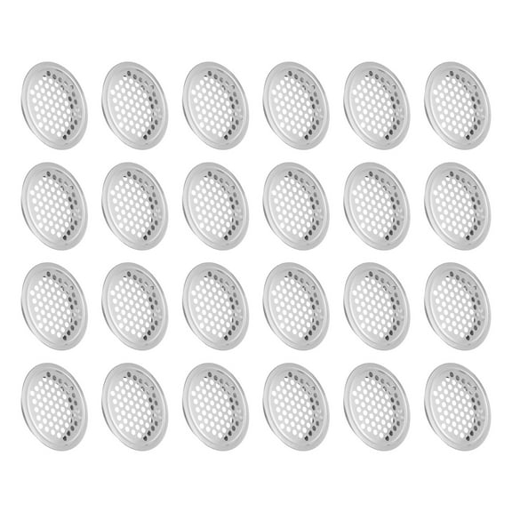 24Pcs Circular Air Vents Cover Flat Soffit Vent 50mm/2" Stainless Steel Soffit Vent Cover Silver Tone