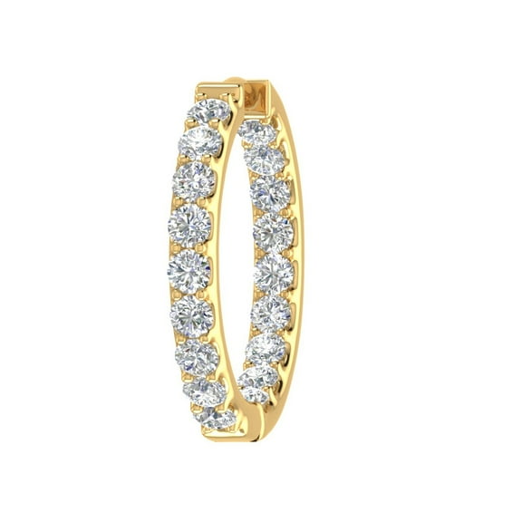 1 1/2 Carat (ctw) Inside Out Diamond Hoop Earring in 14K Yellow Gold - IGI Certified (SI1-SI2 Clarity) (Single Piece)