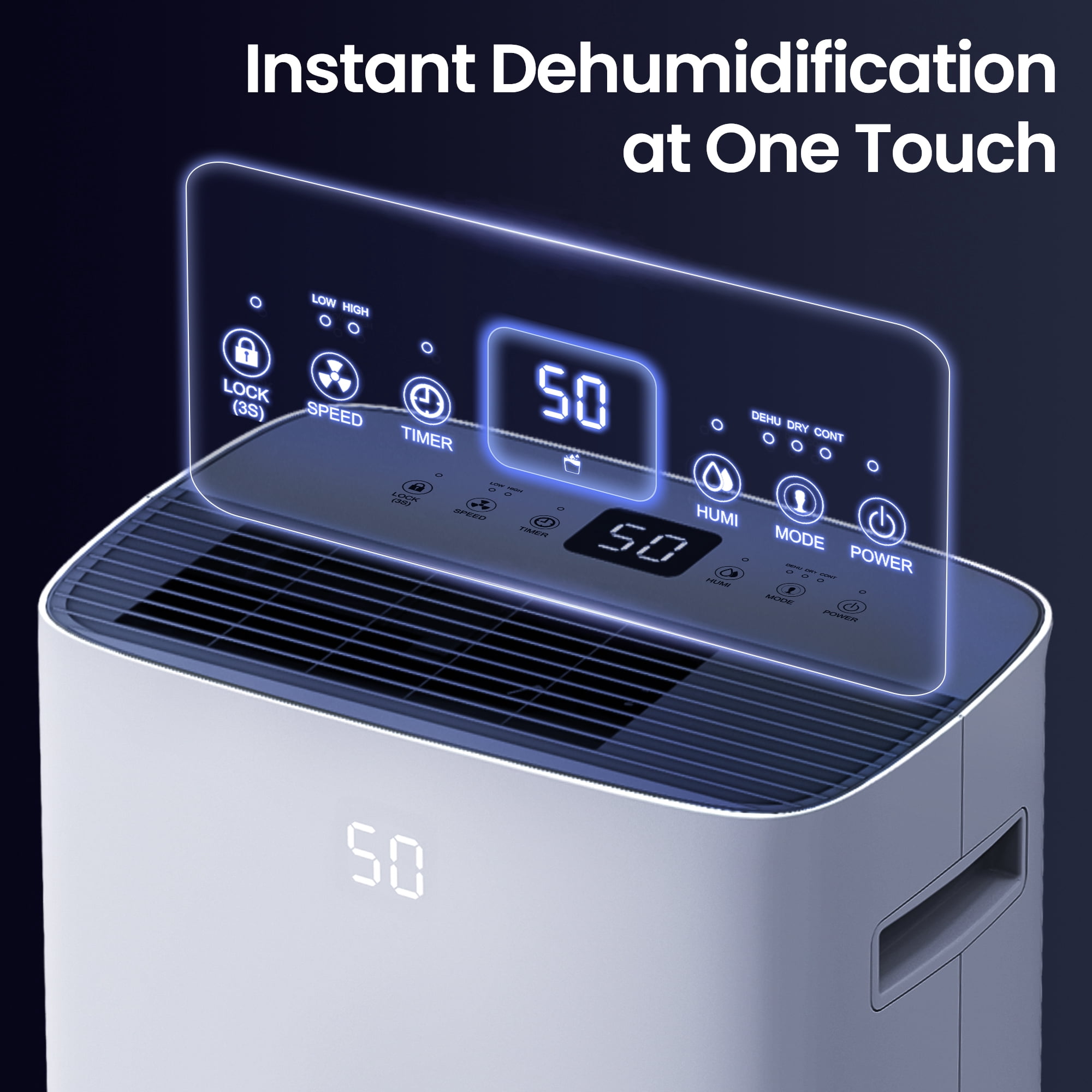 78 pt. 5000 sq. ft. Dehumidifier for Home in White, with Large Bucket, Drain Hose, ETL Certified, Dual Humidity Display