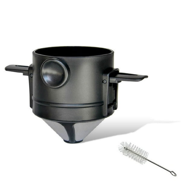 Filtre à Café Pliable Réutilisable avec Poignée en Acier Inoxydable Filet Égouttoir en Acier Inoxydable Filet Égouttoir Intérieur Extérieur Maison Camping Pique-Nique Goutte à Goutte avec Brosse de Nettoyage