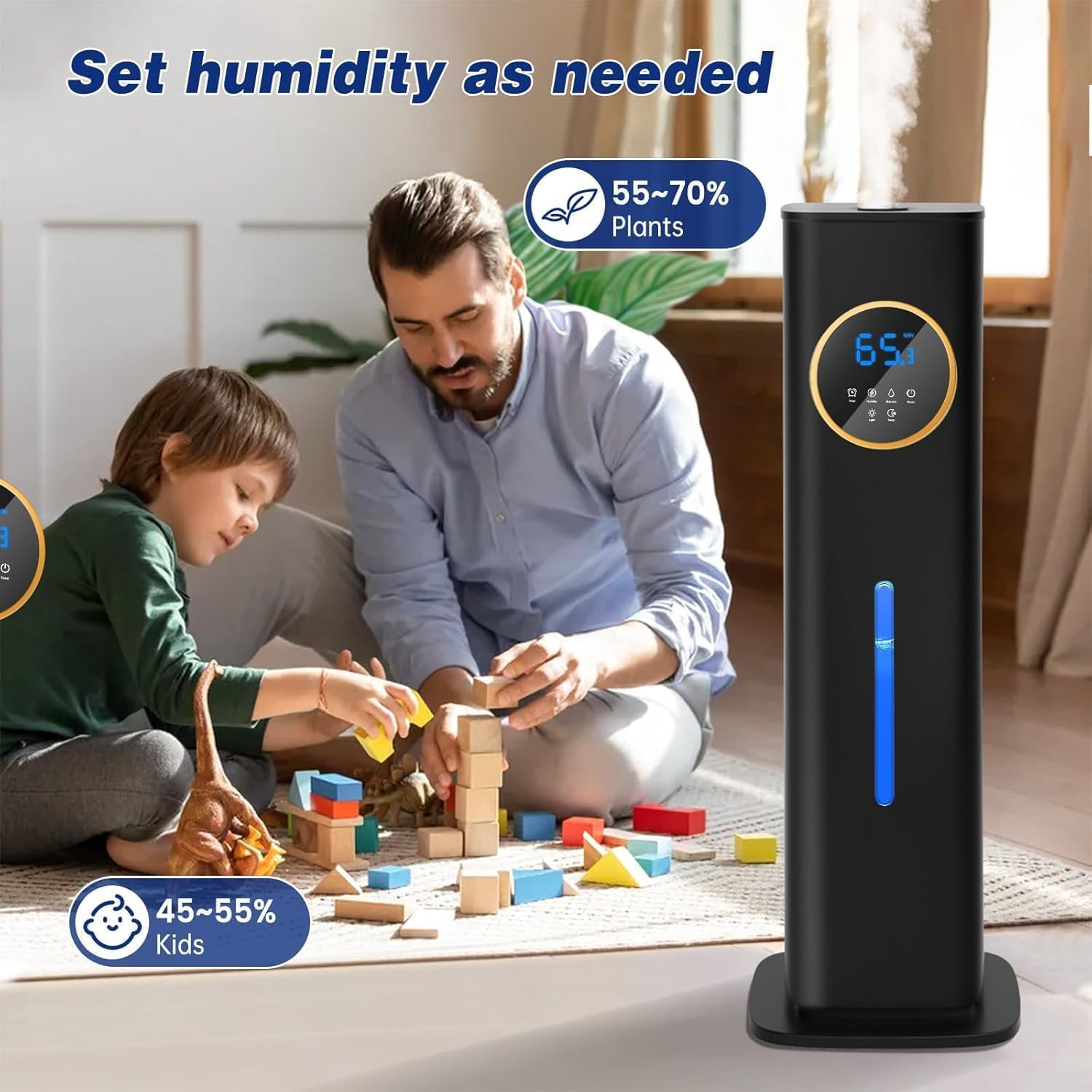 Humidifiers for Bedroom, 2.1Gal/8L Cool Mist Humidifiers for Home, Large Room with Essential Oil Diffuser(Black)
