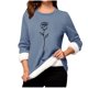 thumbnail image 2 of Heisall Womens Base Layer Shirts Autumn Winter Floral Print Round Neck Long Sleeve Thickened Fleece Teddy Shearling Warm Fitted Thermal Tops for Daily Cold Weather Wear, 2 of 3
