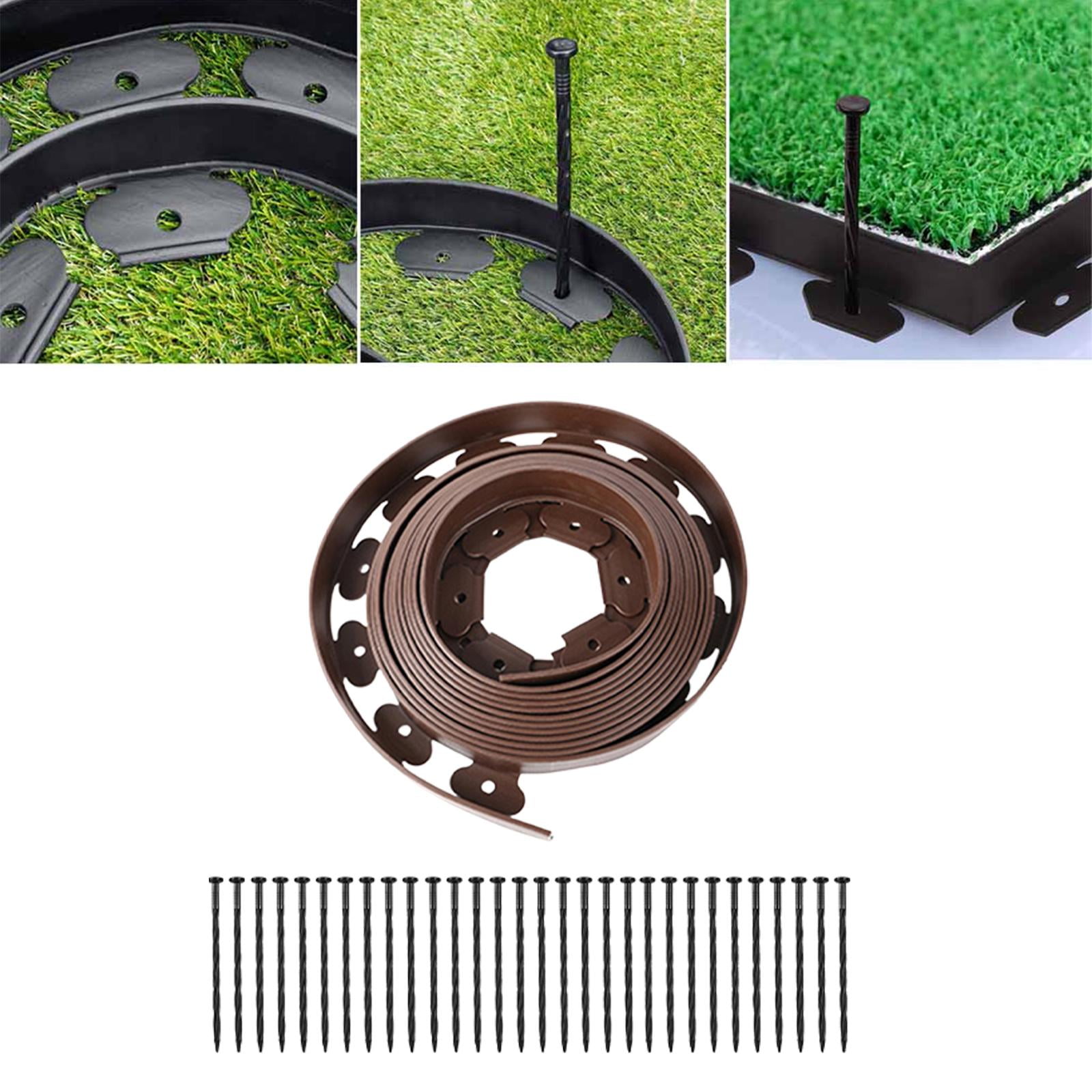 Garden Landscape Edging Borders, Landscaping Edging, Lawn Border with Spikes Garden Edging Coil, Garden Edging Border, for Outdoor Lawn 10cm Brown