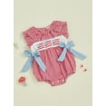 thumbnail image 3 of Okbabeha Newborn Baby Girls 4th of July Outfits Fourth of July Bubble Romper Fly Sleeve USA Flag Embroidery Bodysuits Summer Independence Day Clothes, 3 of 8