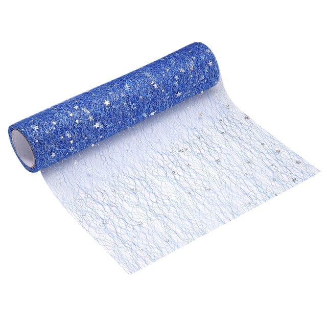 Caminito de mesa Uxcell azul oscuro, 11" x 30 pies, decoración de malla metálica con lentejuelas