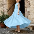 thumbnail image 6 of LEKWK Girls Bridesmaid Flower Dress Sleeveless Satin Bow Tie Backless Pageant Gown Pleated Flowy A-Line Princess Dresses for Birthday Party Wedding 0-13Y, 6 of 9