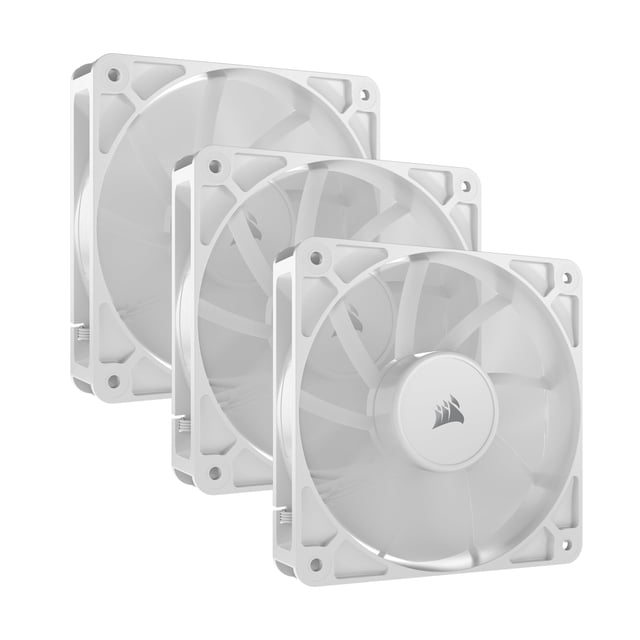 Ventilador Corsair RS120, 120 mm, PWM, con cadena tipo margarita, bajo nivel de ruido, blanco