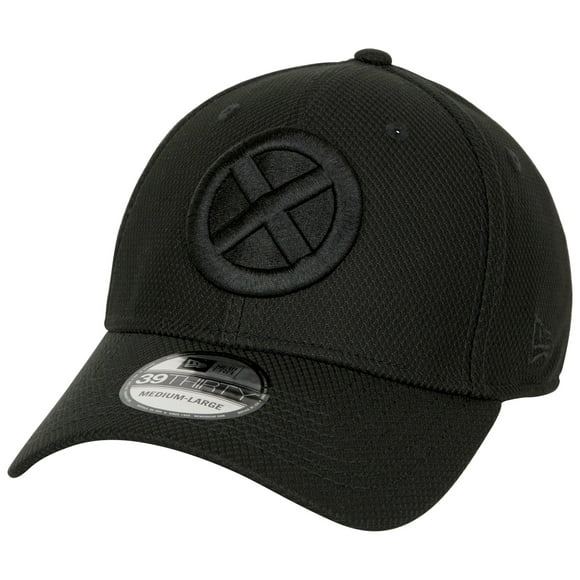 X-Men Logo Black on Black Colorway New Era 39Thirty Fitted Hat-Large/XLarge