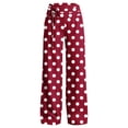 thumbnail image 5 of Costeam Womens Polka Dot Print Casual Pants Decorative Side Tie Detail Dual Side Hand Pockets Elastic High Waist Straight Leg Loose Fit Soft Lightweight Long Trousers, 5 of 6