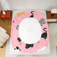 thumbnail image 4 of Manfei Cartoon Multi Breed Cat Fitted Sheet Full, Paw Love Heart Bed Set, Pink, 3-Piece, 1 Fitted Sheet and 2 Pillowcases, 4 of 6
