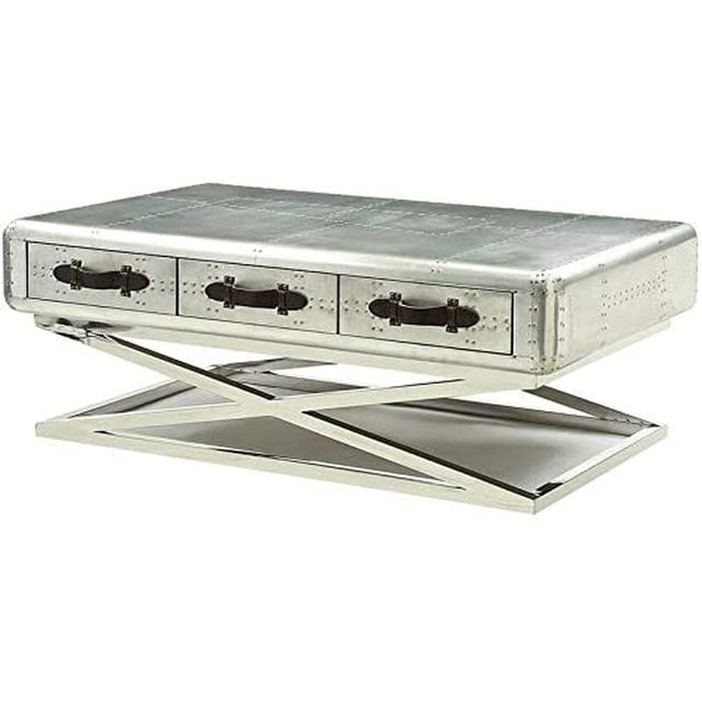 Table Basse d'Appoint avec Rangement en Aluminium