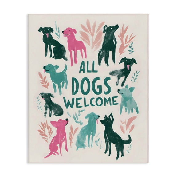 Stupell Industries All Dogs Welcome Pastels Canvas Wall Art, design by Arlington Prints, 48 x 36