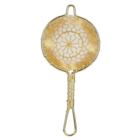 YAHHU Copper Tea Infuser Strainer Reusable Loose Leaf Teapot Filter with Long Handle 5.1 inches