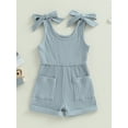 thumbnail image 2 of Bagilaanoe Toddler Baby Girl Summer Jumpsuit Shorts Sleeveless Bodysuit 6M 12M 18M 24M 3T 4T Kids Ribbed One Piece Romper, 2 of 8