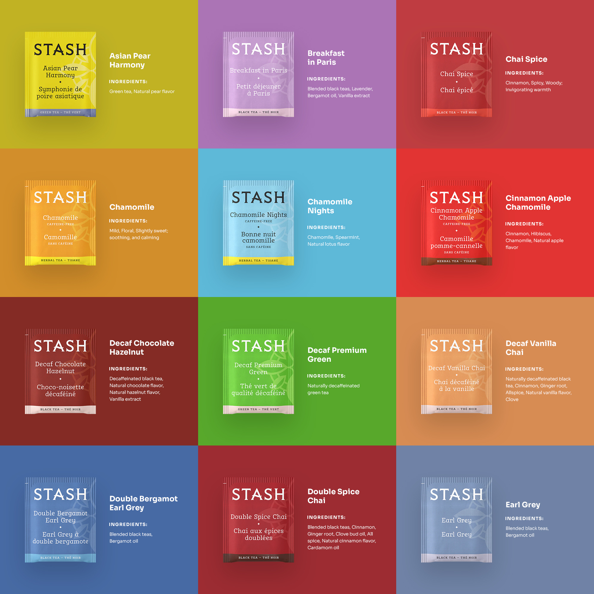Stash Tea 50 Assorted Teas with 20 Honey Sticks, 25x2 Tea Bags, Variety Pack, Herbal Tea Sets, Tea Samplers