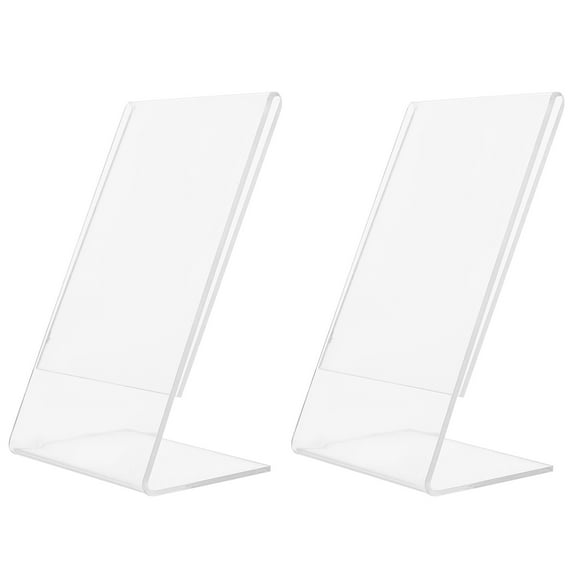 icolorfuled 2pcs Vertical Slanted Clear Sign Holder Display Stand for Office Desktop
