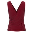 thumbnail image 3 of KOGMO Womens Sleeveless Side Wrap Ruched Shirred Slim Fit V-neck Top Shirts, 3 of 5