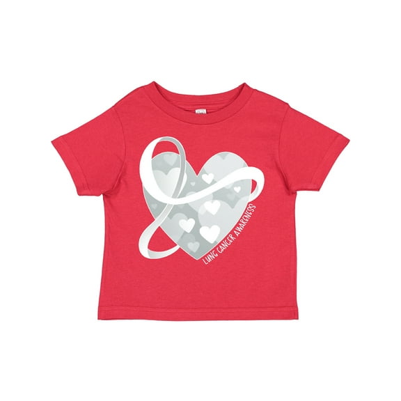 Inktastic Lung Cancer Awareness White Ribbon Around Heart Boys or Girls Toddler T-Shirt