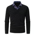 thumbnail image 3 of Mens Sweater Fake Two Piece Shirt Collar , Slim Fit Lightweight Sweatshirts Knitted Pullover for Casual/Dressy Wear, 3 of 4