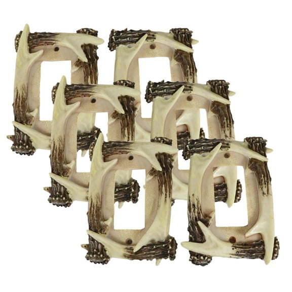 Set of 6 Rustic Forest Stag Deer Antlers Single Rocker Wall Switch Cover Plates