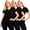 Black & Black & Black, variant on 3-Pack Women's V-Neck Short Sleeve 100% Cotton Summer Tee Tops S-XXL